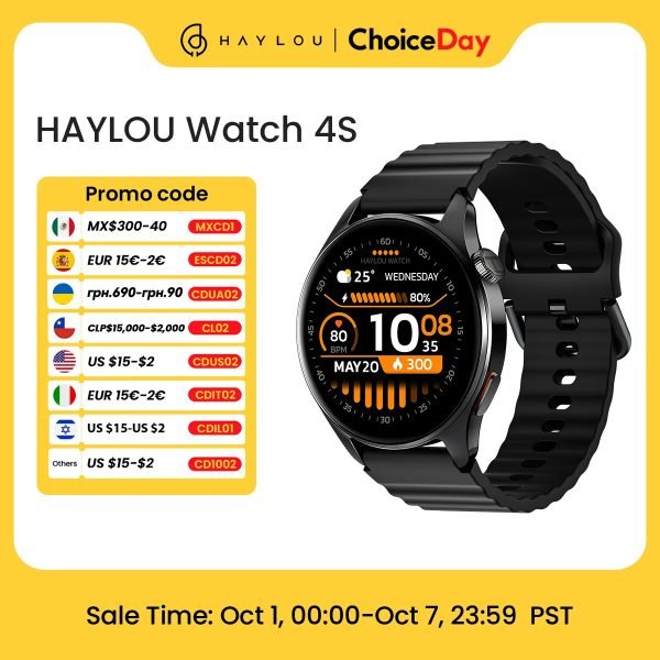 HAYLOU Watch 4S GPS Smartwatch 1.43” HD AMOLED Display 5 Satellite GPS Positioning 120+ Workout Modes Sport Fitness Smart Watch